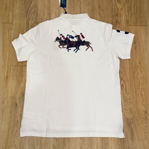 Polo Ralph Lauren Men’s Classic Fit Stitched Crest Triple Pony Logo Mesh Polo L